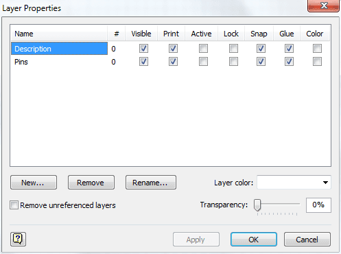 Layer properties window Layer properties window