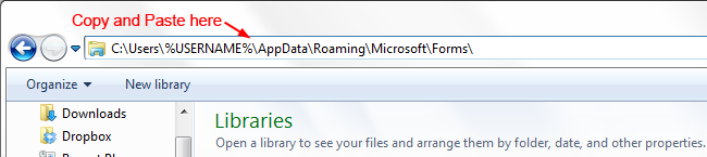 Kopiera och klistra in sökvägen här