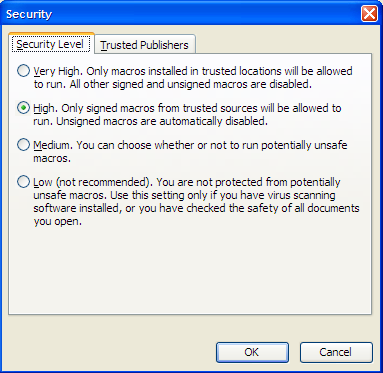 Säkerhetsnivåinställningar